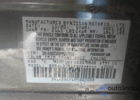 2021 Nissan Sentra Sv Xtronic Cvt from USA, damaged, VIN 3N1AB8CV6MY207088